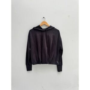 Cali Sport Cropped Hoodie Faded Black Pullover Drawstring Sz M